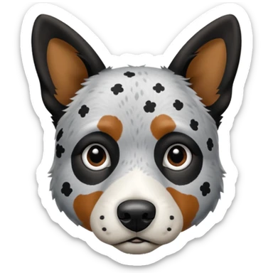 cattle dog, black and white dots all over the face and black ears sticker