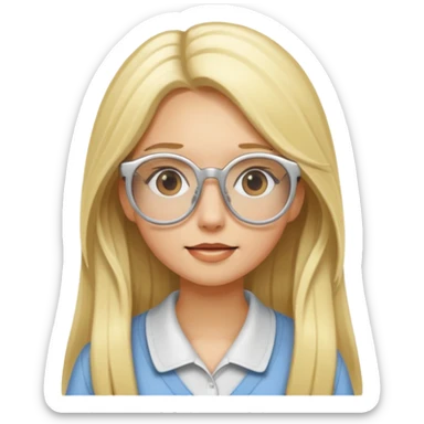 blonde girl with long hair and white glasses sticker