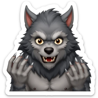 Create an emoji of Werewolf half bodied till waist sharp nails sticker