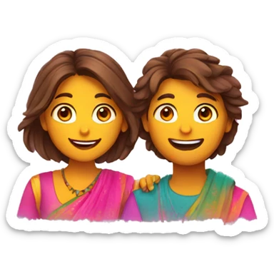 Couple playing holi together  sticker