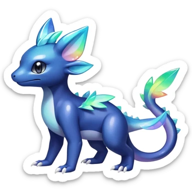 Rainbow crystal mix Shiny pastel Salandit-Meowstic-Noibat-Fakémon-hybrid-creature (full body)  sticker