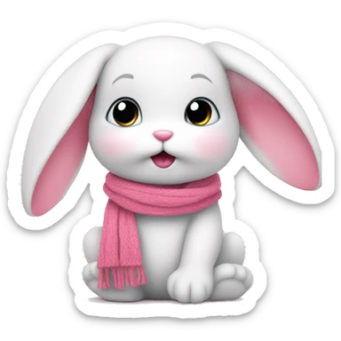 cute bunny with a pinky sweet iced scarf with  sticker