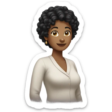 Mom with black curly hair  sticker