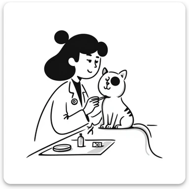 veterinarian examining a cat sticker