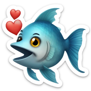 a fish sending kisses  sticker