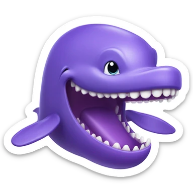 purple whale swimming with open mouth sticker