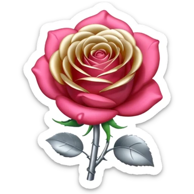 gray metal chrome rose, without green leaves, just flower sticker