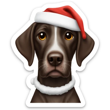 German shorthair with santa hat sticker