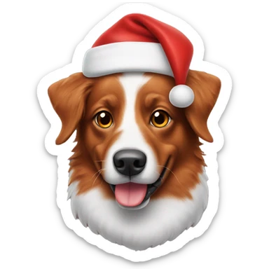 Red Aussie dog with santa hat sticker