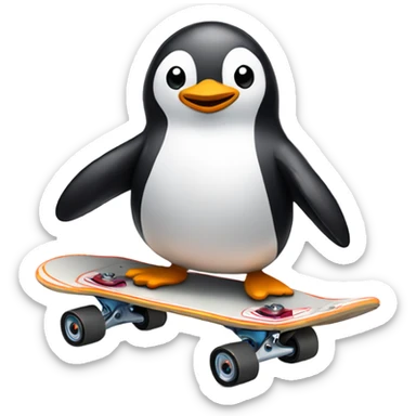 Penguin riding a skateboard with full pads sticker