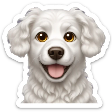 Curly white dog with brown eyes  sticker