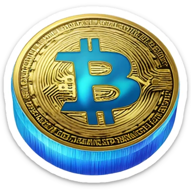 The blue gradient color coin with F alphabet, looks like bitcoin sticker