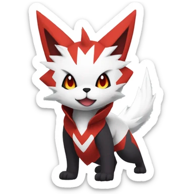 Black Cool Edgy Anthro Zangoose Litten Fakémon  with White and Red Edgy markings sticker