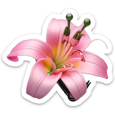 hair claw/clip with pink lily ( accessory)  sticker