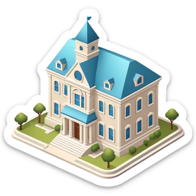 Art Museum exterior, isometric dollhouse-style, realistic sticker