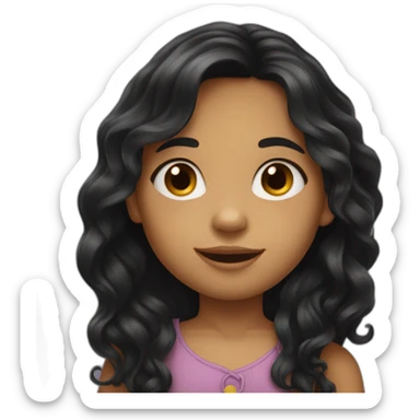A little girl with very long black wavy hair sticker