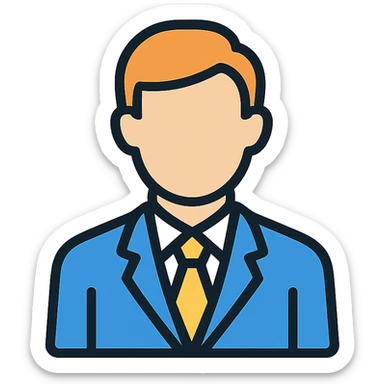 businessman in a suit, color outline icon style sticker