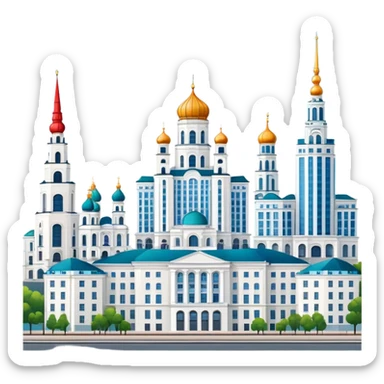 Minsk city skyline with iconic buildings and architecture sticker