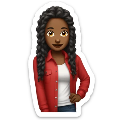 Beautiful Brittany wearing goddess locks and red long sleeve shirt sticker