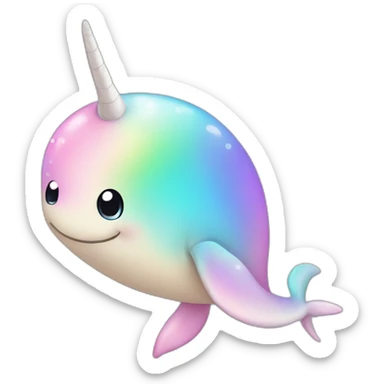 cute rounded pastel rainbow narwhal sticker