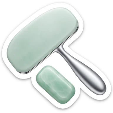 one silver gua sha and one silver jade roller used for beauty sticker