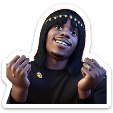 black-haired boy with jewelry sticker