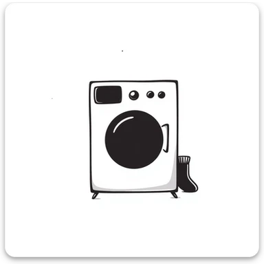 hand-drawn doodle of a washing machine, simple and playful sticker