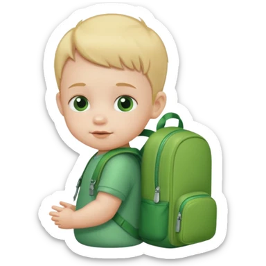 baby baby wear green backpack sticker