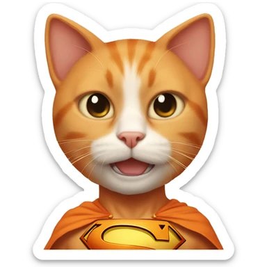 orange cat buff super man  sticker