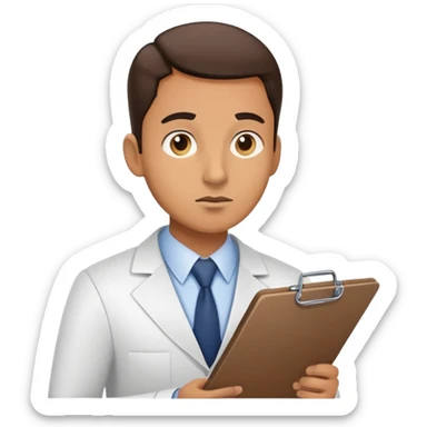 Tax inspector with clipboard asking questions with suspicious look sticker