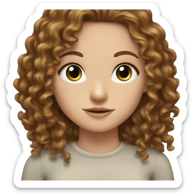 white girl green eyes and curly brown hair sticker