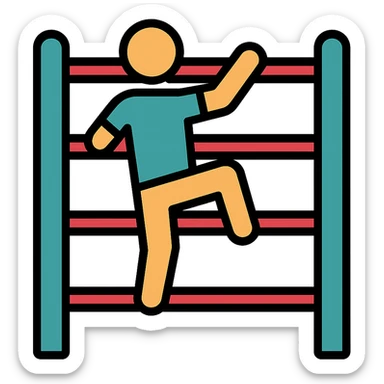 color outline icon of a person climbing on a jungle gym sticker