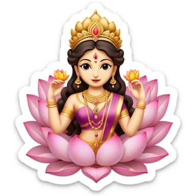 hindu goddess lakshmi in a lotus and heart in middle  sticker