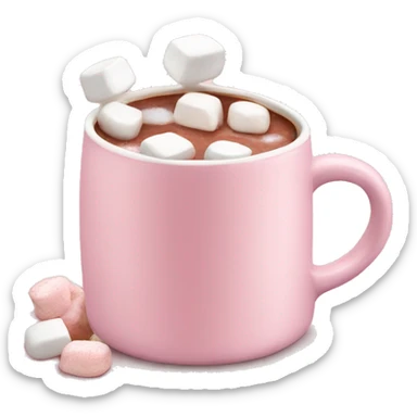 Light Pink mug of hot chocolate with marshmallows  sticker