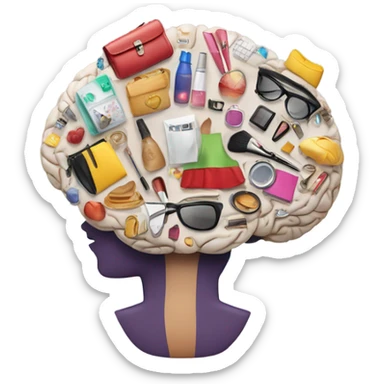 brain thinking shopping makeup footwear handbags clothes  sticker