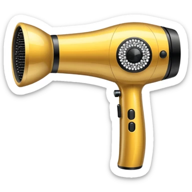 black blow dryer covered in diamonds sticker