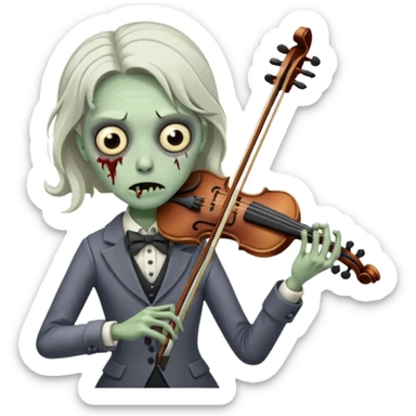 Zombie violinist – crooked bow, screechy notes, hunched over violin. sticker