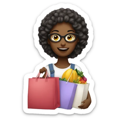 mulher branca com sacolas de compras sticker