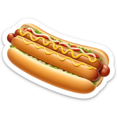 Hot dog with long white onions and spicy mustard on top sticker