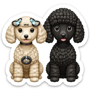 Dos caniches,uno blanco y el otro negro,QUE SEA RAZA CANICHE  sticker