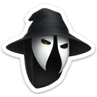 Ghostface with his black costume ans with a long mouth sticker