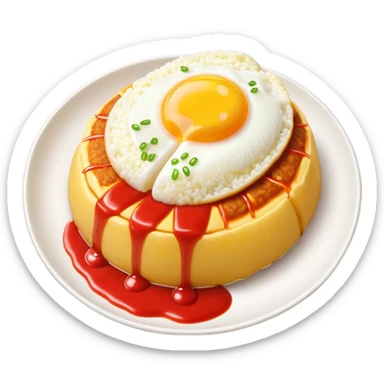 Japanese omurice dish with ketchup on top sticker