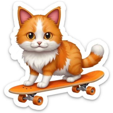 Fluffy cat on a skateboard sticker