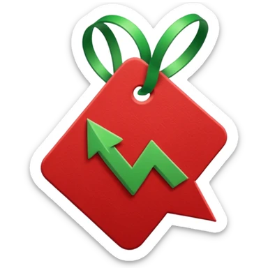 Tag vermelha com uma flecha pra cima verde sticker