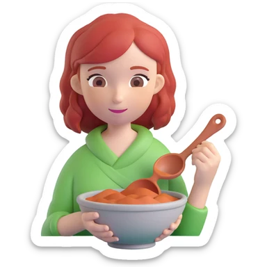 girl with shoulder-length red hair making a bowl with clay sticker