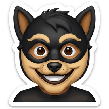 Black dog man sticker