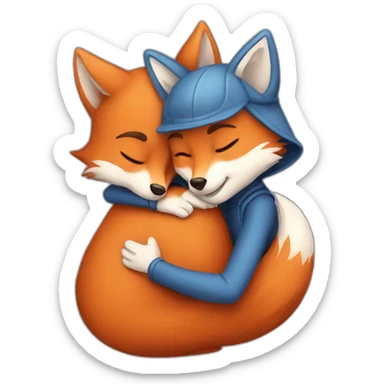 foxes hugs sticker