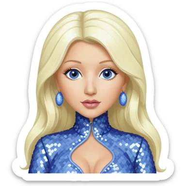 Christina Aguilera with long platinum blonde hair, periwinkle sequin outfit  sticker