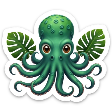 Octopus with monstera plants  sticker