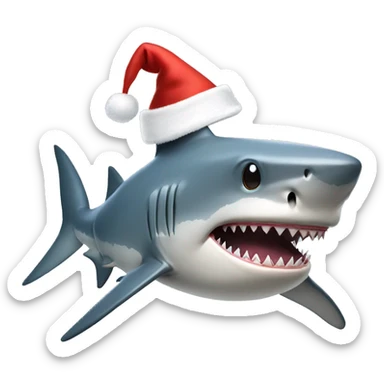 Shark wearing a Santa hat sticker